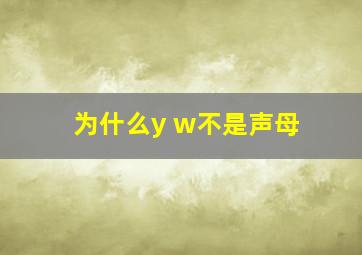 为什么y w不是声母